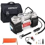 GSPSCN Portable Tire Inflator Heavy Duty Metal 12V Air Compressor Pump