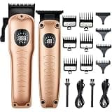 RASRGTRQ Hair for Men 2PCS Professional Clipper Set with LCD Screen Dual-Purpose USB Charging(Golden)