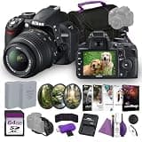 Nikon D3100 Digital SLR Camera 18-55mm NIKKOR VR Lens Kit Bundle with Replacement Battery + Camera Bag + Cleaning Kit + Flexible Tripod + Filter kit + 64GB Memory Card + More