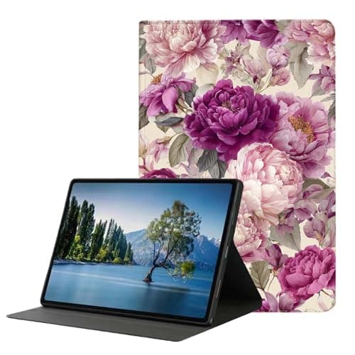 DHEEBFWE Case for Samsung Galaxy Tab A11 Plus/A9 Plus 11” 2025/2023,Slim Lightweight PU Leather Cover with Auto Wake/Sleep.Peony Flower