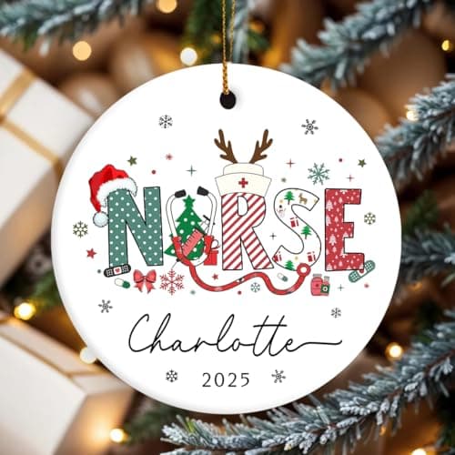 Personalized Nurse Christmas Ornaments, Custom Name Ornament, Student Nurse Graduation Gifts For Daughter, Christmas Birthday Gifts for Nurses, Nurses Appreciation Thank You Gift For Women, Xmas Decor