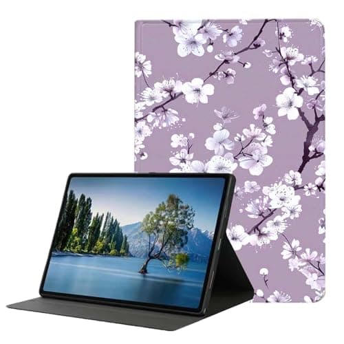 DHEEBFWE Case for Kindle Paperwhite 11th Generation 6.8 Inch (2021),Slim Hybrid Multi-Angles Viewing Stand Cover w/Auto Wake/Sleep,Purple Cherry Blossoms