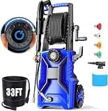 Commowner Electric Pressure Washer Adjustable Pressure 2300, Power Wahser Powered with 33ft Pressure Hose, 4 Nozzles and 500ml Foam Cannon, Powerwahser for Home, Car