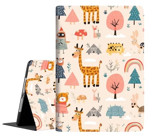 Case for 9.7 Inch 2017 2018/Ipad air/Ipad Air 2， Auto Sleep/Wake Multi-Angle Viewing Slim Folio Stand Cover Case for Ipad 6th/5th Generation，Cute Cartoon Animals Rainbow