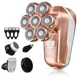 SPOTLESE Electric Razors for Women, 5-in-1 Electric Shaver with 7D Magnetic Head, IPX7 Waterproof Wet Dry Hair Remover with LED Display, Travel Lock for Body Face Underarms Bikini Legs (Rose Gold)