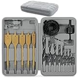 Hi-Spec 21pc Wood Hole Saws, Brad Points and Spade Drill Bit Set. DIY Drilling Tool Accessories for Wood, Plastic, PVC and Drywall in a Compact Case