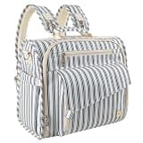 ALLCAMP Diaper Backpack, Waterproof Large Capacity Baby Bag, Multi-Function Nappy Bag with Stroller Hooks, Convertible Tote (Blue Stripe)