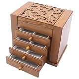 Athzuunn Jewelry Box for Women, Large Wooden Jewelry Organizer Box with 5 Layers,Necklaces Ring Earrings Bracelet Watch, Gifts for Galentines Valentines Girlfriend Wife