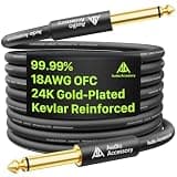 AA AUDIO ACCESSORY Pro Series Guitar Cable 10 ft, 18 AWG 99.99% OFC, Gold-Plated Connector, Low Capacitance Kevlar-Reinforced Straight 1/4 Inch Instrument Cable for Fender Electric Guitar Amp Mogami