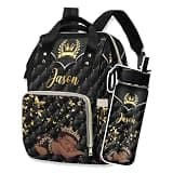 MyPupSocks Custom Diaper Bag for Baby Boy Girls with Name Personalized Nappy Backpack with Thermal Pocket for Women
