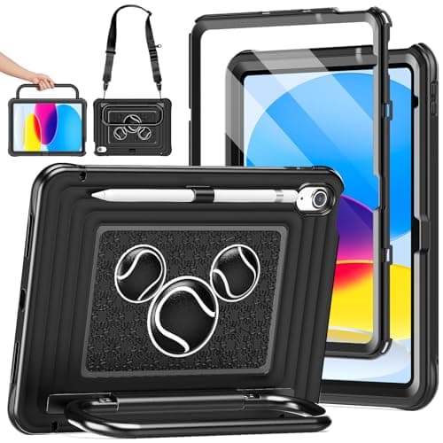 KAIJIAbox Kids Case for iPad A16 11th Generation 11 inch 2025/10th Generation 10.9” 2022- Military-Grade Rugged Drop Protection with Metal Handle/Stand, Screen Protector,Shoulder Strap-Black