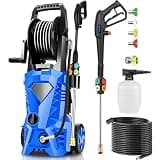 commowner Electric Pressure Washer 5000 PSI 2.8 GPM High Power Washer with 4 Pressure Nozzle and Foam Cannon, powerwashers for Home, Car Washing, Fence Cleaning, Patio, Blue