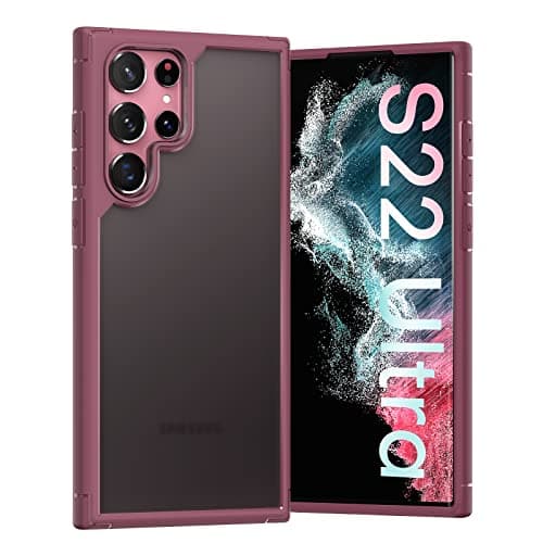 TOCOL for Samsung Galaxy S22 Ultra Case, Translucent Matte Hard Back [Military Grade Shockproof] [Anti-Scratch & Anti-Fingerprint] Slim Fit Protective Cover for Galaxy S22 Ultra Case 6.8'', Plum