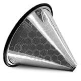 Pour Over Coffee Filter Reusable Stainless Steel - 600 Mesh Silver Cone with Black Ring for Bold, Full-Bodied Flavor, Compatible with Hario V60 & Chemex, Paperless Coffee Dripper with Cleaning Brush