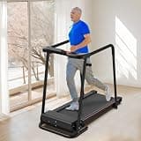 Walking Treadmill for Senior with Extended Safety Handrails, Foldable Detachable Treadmill with LCD Display, Phone & Cup Holder, 2.5HP Quiet Brushless, 300LBS Capacity
