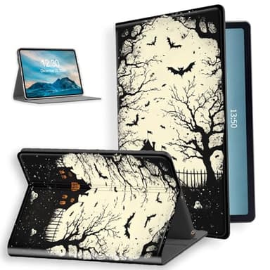 for Amazon Kindle Fire HD8 Tablet (12th Gen, 2024/2022/2020) Case–PU Leather Folio Cover with Auto Sleep/Wake,Shockproof Protective Case for Fire HD8 Plus,Spooky Halloween Estate