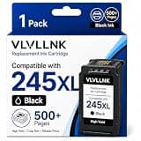 VLVLLNK Replacement for 245XL PG245XL Black Ink Cartridge Compatible for Canon PG245 245XL Ink Cartridge Work with MX490 TR4520 TS3322 TR4500 TR4522 TS3122 MX492 MG2522 (1 Pack)