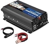 LVYUAN 800W Pure Sine Wave Power Inverter 12V DC to 110V/120V AC Converter with 2 sockets,LED Display,USB Port for Family,RV, Truck,Road Trip,Emergency