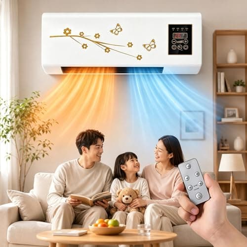1800w 2 In 1 Wall Mounted Air Conditioner No Window, Wall-Mounted Mini Split Air Conditioner With Heating And Cooling, Smart Quiet Air Conditioner For Living Room With Remote & Timer (Brown)