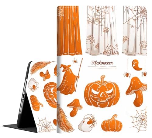 Case for 9.7 Inch 2017 2018/Ipad air/Ipad Air 2， Auto Sleep/Wake Multi-Angle Viewing Slim Folio Stand Cover Case for Ipad 6th/5th Generation，Halloween Spooky Pumpkin