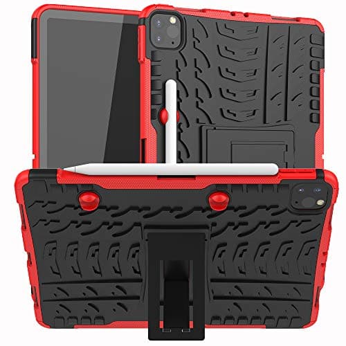 iPad Pro 11 2020 Case (Model-A2228/A2231), PC + TPU 2-in-1 Dual Layer Shockproof Cover Shell Skin Bumper/Heavy Duty Tough Armor/Kickstand for iPad Pro 11 Inch 2020-Red