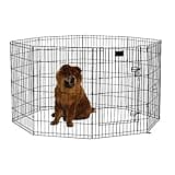 MidWest Homes for Pets Folding Metal Dog Exercise Pen, Indoor/Outdoor Playpen with Secure Door, Provides 16 Sq Feet of Play Space, 36-Inches Tall, Black E-Coated