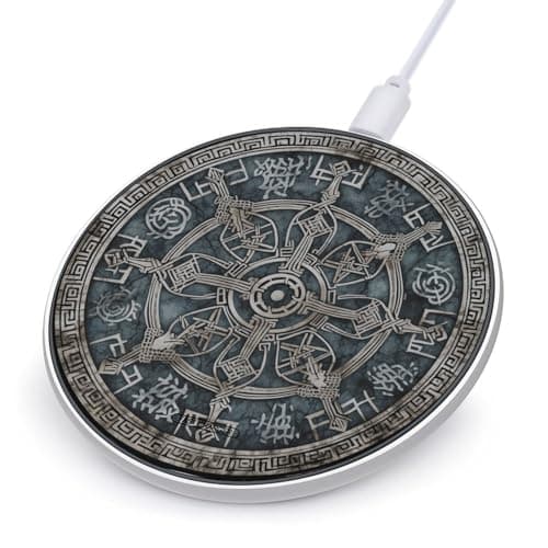 Helm of Awe Wireless Charger with Aluminum Alloy Frame Qi Certified Fast Wireless Charging Pad 10W Charging Station Portable Phone Charger for All Wireless Charging Phone
