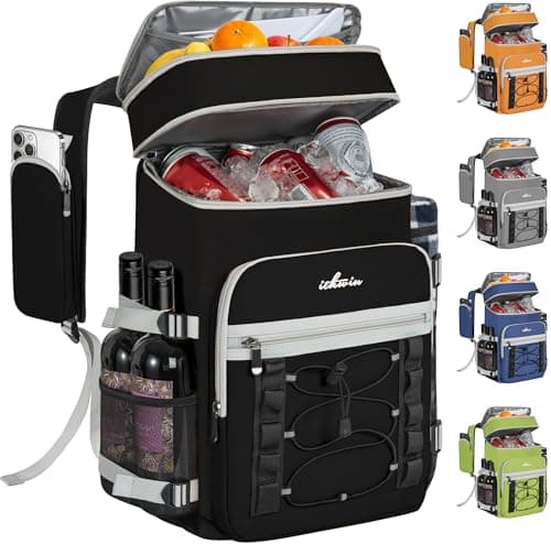 ITHWIU Cooler Backpack, 40 Cans Insulated Lunch Backpack Picnic Backpack for Men&Women, Durable Cooler Bag with 2 Leak Proof Compartments for Picnic, BBQ Camping, Lunch, Beach, Hiking, Black