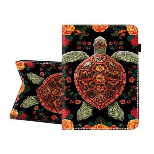 CICPLKSE Case for Samsung Galaxy Tab S8 2022/Tab S7 2020 11 Inch (Model SM-X700/X706/T870/T875/T878),Premium PU Leather Cover with Auto Sleep Wake,Floral Turtle