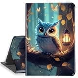 HGGJFLYX Case for Samsung Galaxy Tab S11(SM-X730/X736) Tablet, PU Leather Folio Cover with Auto Sleep/Wake, Multi-Angle Stand Tablet Protective Cover for Tab S11,Owl Lantern Forest