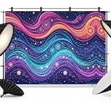 Blue Purple Pink Orange Backdrop 7x5ft Abstract Modern Moire Photography Backdrop Fabric Photoshoot Background Tapestry Banner for Birthday Baby Shower Decoration Party Video Photo Studio Props