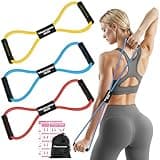 RENRANRING Figure 8 Fitness Resistance Bands with Handles - Exercise Tube Band Set of 3 for Arm and Shoulder Stretch, Rope 8 Word Elastic for Women and Men