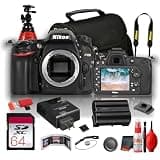 Nikon D7100 Digital SLR Camera Body Only DX Format 24.1MP with Nikon F Mount and Advanced Autofocus (1513) + 64GB Card + Camera Bag + Flexible Tripod + Cleaning Kit + More(16pc Bundle)