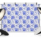 Blue Purple Floral Farmhouse Backdrop 8x6ft Rustic Flowers Blossom Photography Backdrop Fabric Photoshoot Background Tapestry Banner for Birthday Baby Shower Decoration Party Video Photo Studio Props