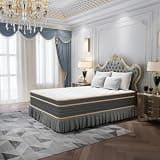 14 Inch Queen Size Pocket Spring Mattress in a Box,White Knit Cover with Certified Safe Foam, Chic Gray Side Panels, Compressed for Effortless Luxury Setup.