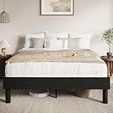SHA CERLIN Queen Size Bed Frame, Wood Platform Bed with Reinforced Metal Slats, 7.9 Inch Under-Bed Storage, No Box Spring Needed, Noise Free Design, Easy Assembly, Black