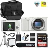 Sony Alpha ZV-E10 (Body Only) Vlog Camera (White)| APS-C Sensor | Compact Creator Tool, 24.2 MP APS-C Sensor, 4K Video, Vari-Angle Screen + Spare Extra Battery + 64GB Card + Camera Case