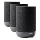 Denon Home 200 Speaker, Wireless Speaker with Stereo and 3D Dolby Atmos Music, Home Audio Device, HEOS Multiroom Music Control, Wi-Fi, Bluetooth, AirPlay 2, Charcoal (Pack of 3)