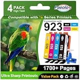 923 Ink Cartridges for HP Printers Replacement for HP 923 Ink Cartridges Work for HP OfficeJet Pro 8130e 8120e 8135e 8139e 8125e 8138e Printers Ink Cartridges No Chip, Black Cyan Magenta Yellw,4 Pack