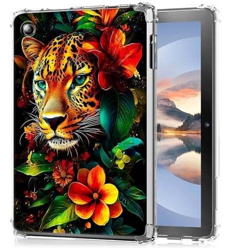 HEAKIERG Clear Case for Samsung Galaxy Tab A9 8.7 Inch 2023 Model (SM-X110/X115/X117), Transparent TPU Soft Silicone Protective Shell Shockproof Cover Case [Anti-Yellow], Leopard Flower
