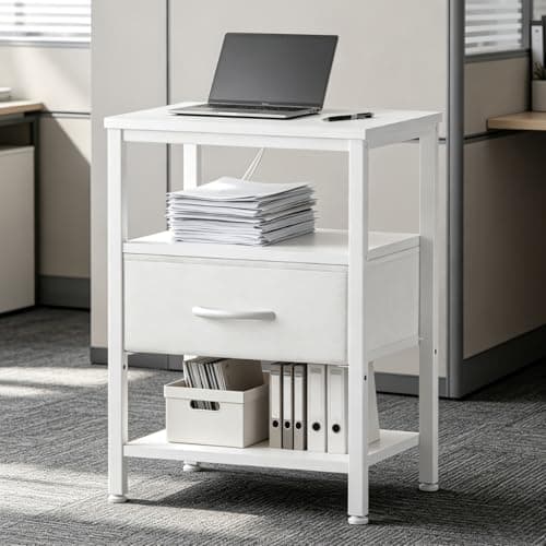 SMUG Office Chest File Cabinets with 1 Drawer Fabric Drawer,Small Night Stand with Open Adjustable Shelf