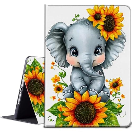 for All-New Fire Max 11 Case 13th Generation 2023 Release 11 inch with Adjustable Stand & Auto Wake/Sleep Smart Protect PU Leather Cover Tablet Case - Sunflower Elephant