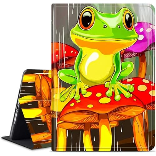 Dikoer for iPad Pro 12.9 Inch (6th/5th Generation 2022/2021) iPad Air 13 Inch (M3/M2, 2025/2024) Tablet Case, Slim Kickstand Stand Leather Smart Cover with Auto Wake/Sleep, Green Frog Mushroom