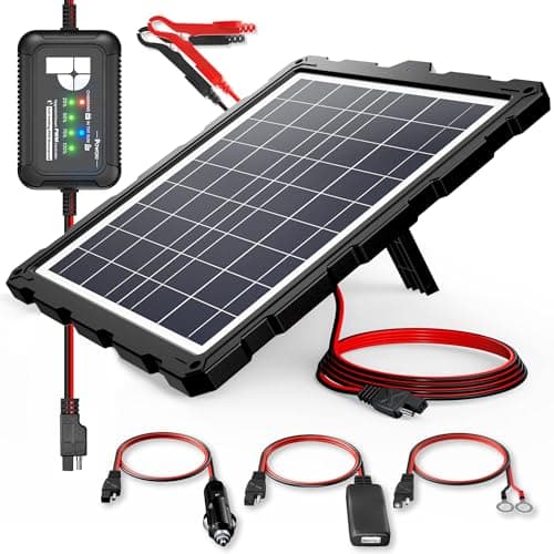 POWOXI-Upgraded-20W-Solar-Battery-Charger-Maintainer, External Smart 3-Stages PWM Charge Controller, 12V Solar Panel Trickle Charging Kit for Car, Marine, Motorcycle, RV, etc