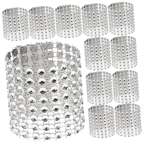 BESTOYARD 60pcs Rhinestone Napkin Decorative Crystal Holders for Weddings Parties and Festivals Elegant Silver Napkin Buckles for Table Settings and Celebrations