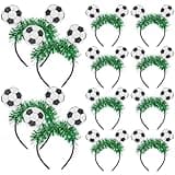 Yuxung 12 Pcs Glitter Soccer Headbands for Women Men, Football Game Day Fan Accessories, Soccer Spirit Headbands Bulk Pack for Team Party, Sports Hair Accessories Green White Black