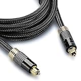 FosPower 24K Gold Plated Toslink Digital Fiber Optical Audio Cable (S/PDIF) - [Zero RFI & EMI Interference] Metal Connectors & Ultra Durable Nylon Braided Jacket (3ft)