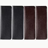 GlamSavvyFZ 4 Pack Leather Slip-In Eyeglasses Cases – Soft Protective Reading Glasses Pouch, 2 Black & 2 Brown Sunglasses Sleeves Storage Holder