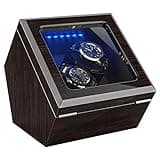 INCLAKE High End Double Watch Winder for Rolex with Super Quiet Motor, Blue LED Light & Flexible Watch Pillows for Automatic Watches