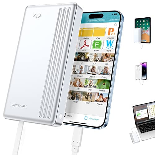 ySky 1TB External Hard Drive for iPhone iPad MacBook Windows Computer,Portable Photo Stick Storage Device for iPhone17/16/15/14/13/12 /USB C Android Phones【MFi Certified,One-Click Backup】